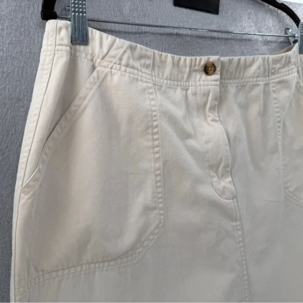 Vtg Eddie Bauer Maxi Skirt Womens 14 Khaki Utility Back Slit Modest Y2K Gorpcore - Picture 3 of 11